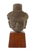 A Khmer Limestone Head of Buddha