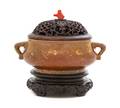 A Gold Splashed Brown Glazed Porcelain Censer