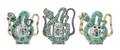 Three Famille Verte Porcelain Puzzel Teapots