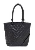 A Chanel Black Quilted Leather Ligne Cambon Tote Bag