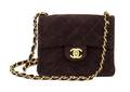 A Chanel Brown Suede Quilted Mini Flap Bag
