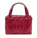 A Chanel Dark Red Caviar Leather Handbag