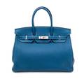 An Hermes Bleu Galice Togo 35cm Birkin Handbag