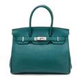 An Hermes Malachite Togo 30cm Birkin Handbag