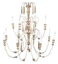 A French Carved Wood and Painted Metal TwelveLight Chandelier