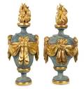 A Pair of Italian Parcel Gilt Carved Wood Cassolettes