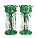A Pair of Bohemian Green Glass Lusters
