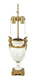 A Neoclassical Style Gilt Bronze Mounted Bisque Porcelain Urn