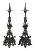 A Pair of Italian Rococo Style Bronze Pricket Sticks