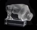 A Lalique Molded and Frosted Crystal Model of a Buffalo