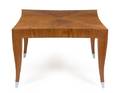 An Art Deco Style Bookmatched Walnut Veneer Low Table
