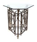 A NeoClassical Style Silvered and Gilt Metal Tall Glass Top Table