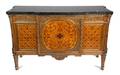 A Louis XVI Style Gilt Bronze Mounted Marquetry Commode