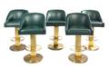 A Set of Five Custom Leather Upholstered Bar Stools