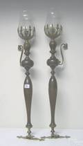 Pair of French carved wood and brass wall sconces