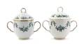 A Near Pair of Royal Crown Derby Porcelain Pots de Creme