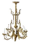 A Neoclassical Bronze SixLight Chandelier