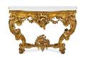 A Pair of Louis XV Style Giltwood Console Tables