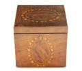 An English Marquetry Decorated Tea Caddy
