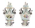 A Pair of Meissen Porcelain Covered Urns