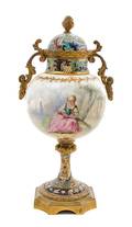 A Gilt Bronze and Champleve Mounted Sevres Style Porcelain Vase