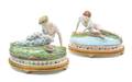 A Pair of French Bisque Porcelain Boxes