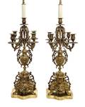 A Pair of Neoclassical Gilt Bronze FiveLight Candelabra