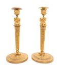 A Pair of Empire Gilt Bronze Candlesticks