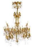 A Neoclassical Gilt Bronze ThirtyTwoLight Chandelier