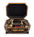 A Chinese Export Black Lacquer and Parcel Gilt Work Box