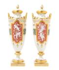 A Pair of Minton PateSurPate Covered Vases