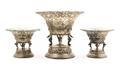 An Assembled Three Piece Silver Garniture