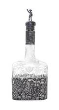 A German Hanau Silver Overlaid Etched Glass Decanter