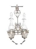 An American Silver and Cut Glass Cruet Stand