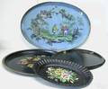 Four decorated tole trays