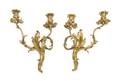 A Pair of Louis XV Style Gilt Bronze TwoLight Sconces