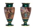 A Pair of French Enameled Copper Vases