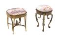 A Pair of Continental Gilt Metal Mounted Enameled Diminutive Models of Furniture