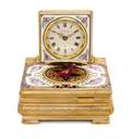 A Swiss Enameled Singing Bird Automaton Clock