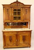 Large French Fruitwood  Marble Cabinet