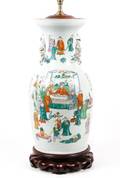 19th C Chinese Famille Rose Vase Lamp