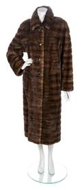 A J Mendel Brown Horizontal Mink with Sable Headband