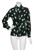 A Valentino Black Blouse with Green Birds