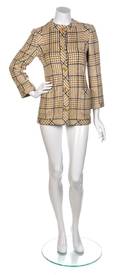 A Valentino Cream Brown and Black Plaid Jacket
