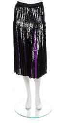 A Valentino Black and Purple Pleated Sequin Skirt