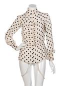 A Valentino White Blouse with Black Polka Dots