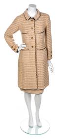 A Chanel Cream and Gold Wool Tweed Skirt Ensemble
