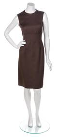 A Valentino Brown Wool Sleeveless Dress