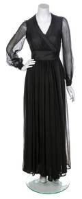 A Valentino Black Sheer Wrap Evening Gown