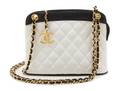 A Chanel White Leather Quilted Handbag